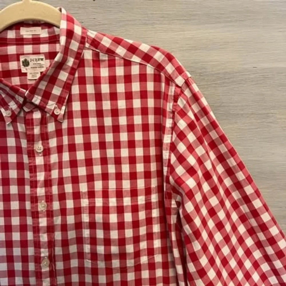 J. Crew 100% Cotton Tailored Fit Buffalo Check Button Down Shirt Large GC‎